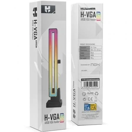 Nox Soporte Tarjeta Gráfica H-VGA ARGB Universal Negro Iluminación ARGB Nox Soporte Tarjeta Gráfica H-VGA ARGB Universal Negro Iluminación ARGB